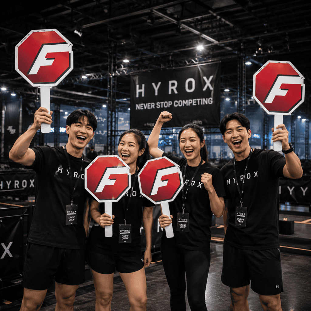 ป้ายเชียร์ PP Board ภายในงาน HYROX บรรยากาศเต็มไปด้วยความคึกคัก