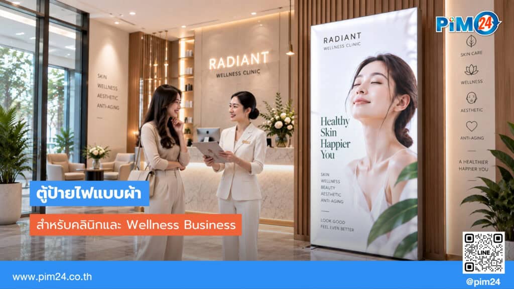 ตู้ป้ายไฟแบบผ้า Fabric Lightbox สำหรับคลินิกและ Wellness Business | PIM24