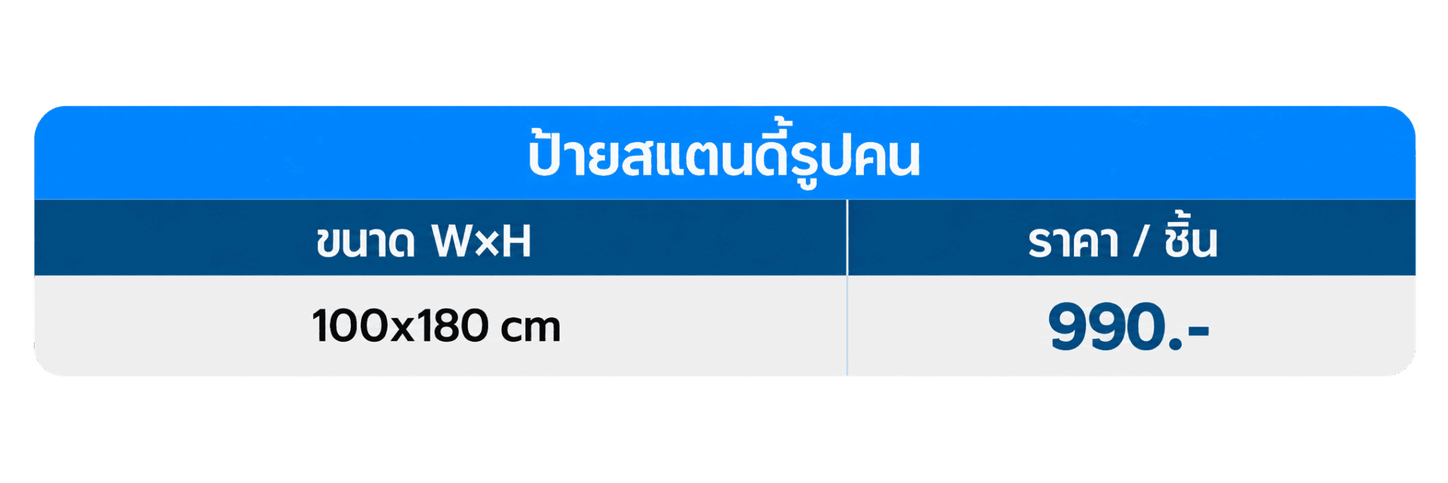 ราคาป้ายสแตนดี้รูปคน (ขาตั้ง PP Board)