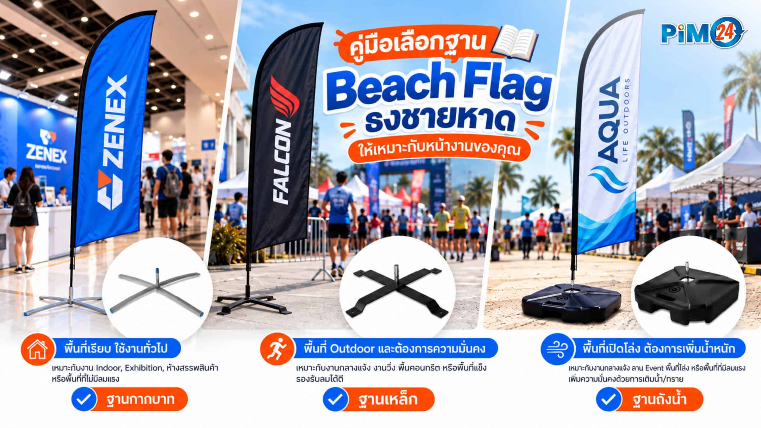 คู่มือเลือกฐาน Beach Flag ธงชายหาด ให้เหมาะกับหน้างาน | PIM24